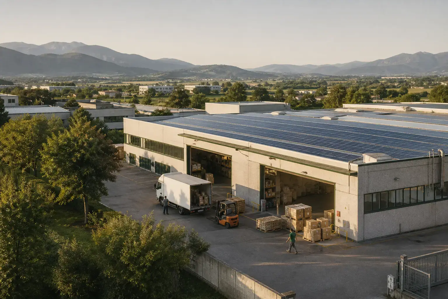 Impianto fotovoltaico sul tetto di un capannone